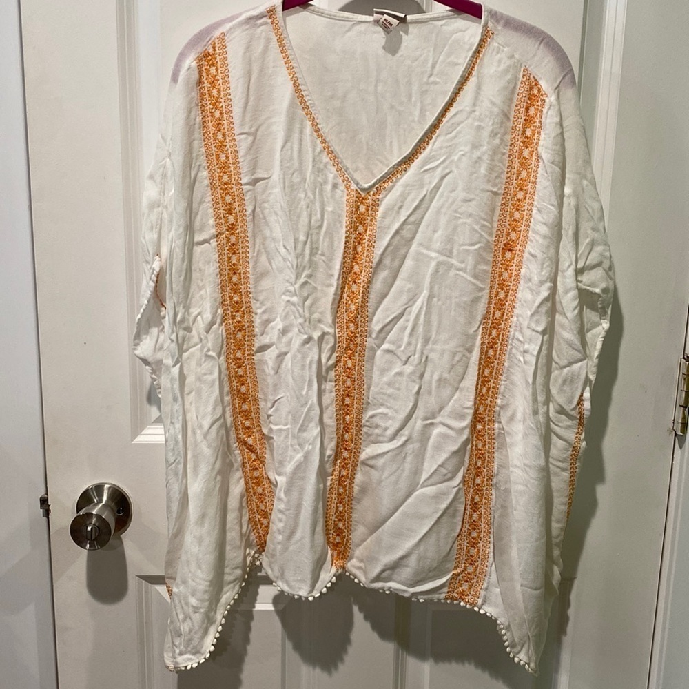 White Oversized Boho Swim Cover EUC